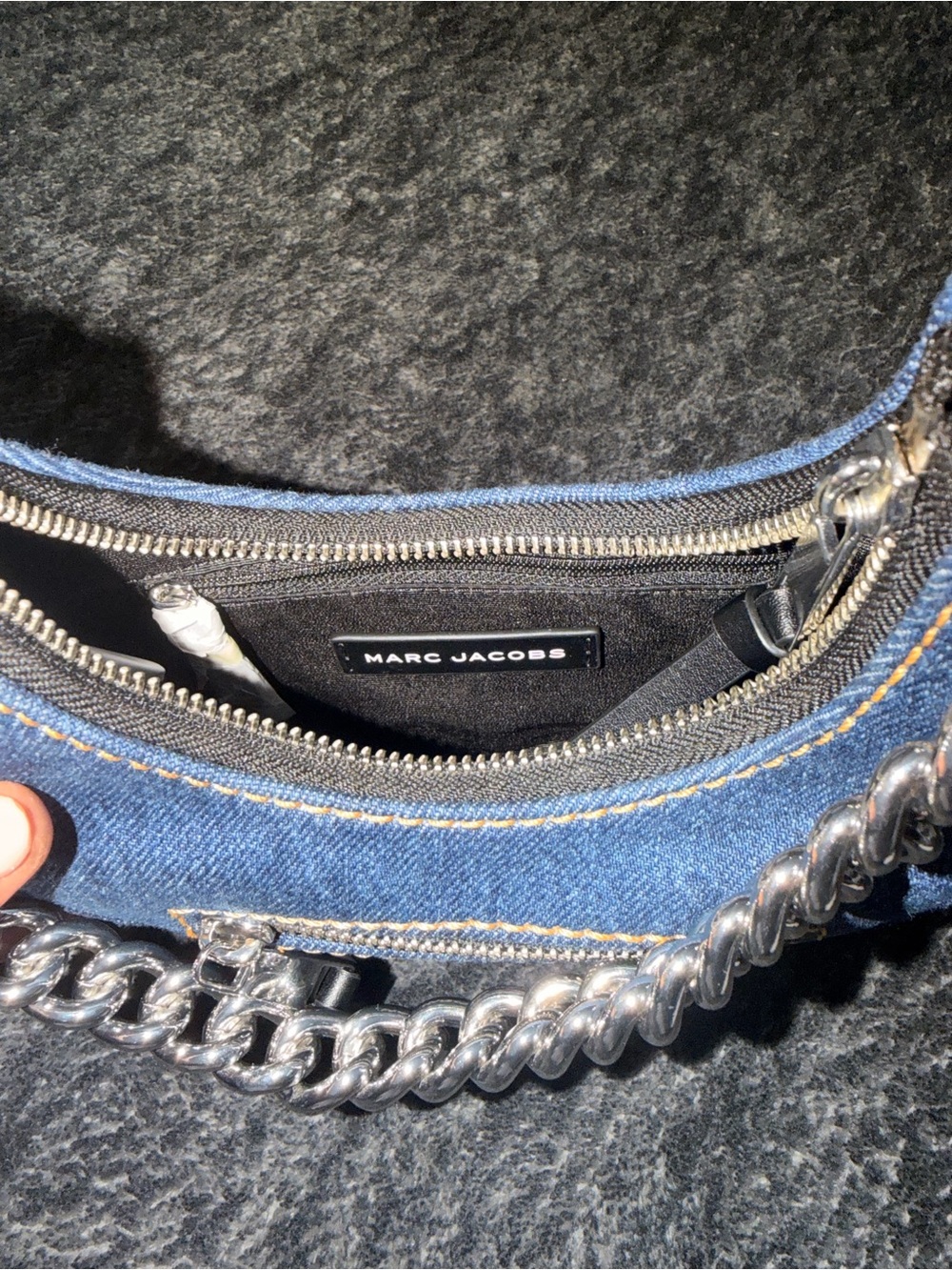 NWT Marc Jacobs Denim Crescent Shoulder Bag with Chain Strap - Picture 6 of 8